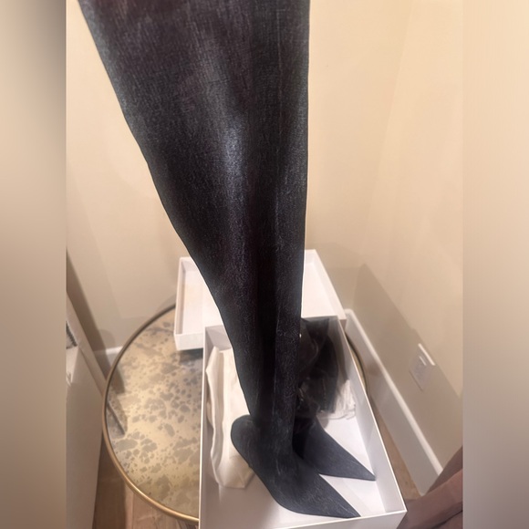 Balenciaga thigh high boots in denim blue indigo Size 36.5 Worn Once - Picture 4 of 6